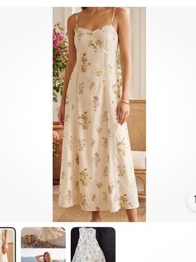 NWT CAROLINE CONSTAS CREAM FLORAL MAXI SUNDRESS SIZE SMALL